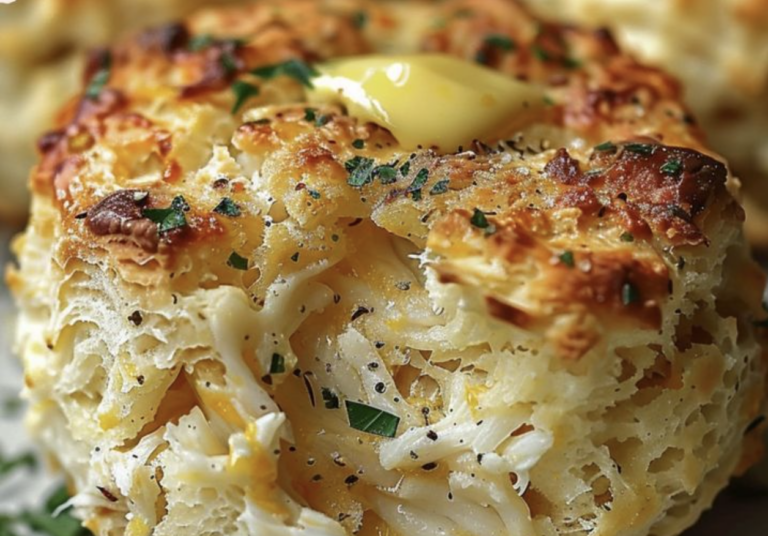 Crab Stuffed Cheddar Bay Biscuits with Lemon Butter