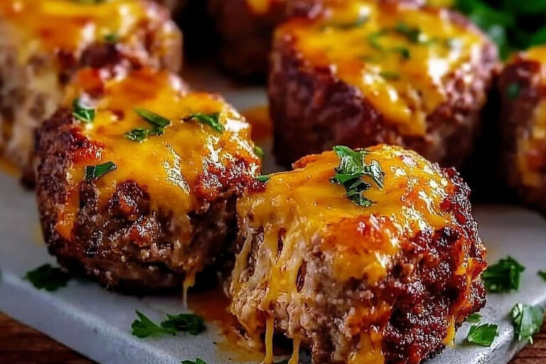 Cheesy Stuffed Meatloaf Bites