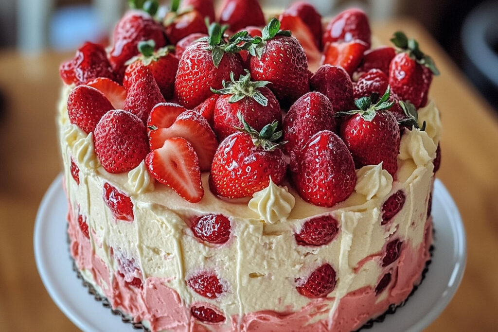 Giant Strawberry Cheesecake Cake