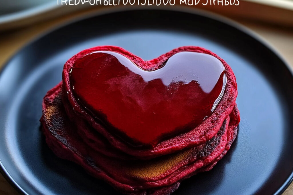 Heart-Shaped Red Velvet Pancakes