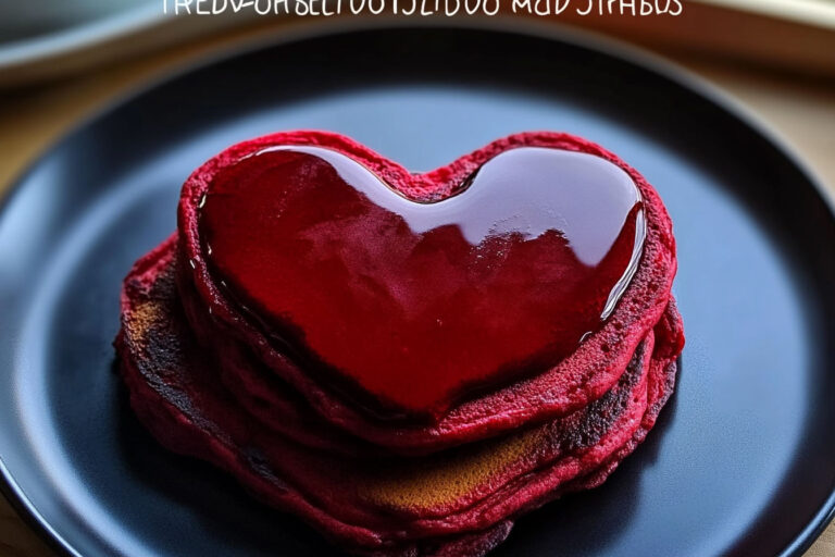 Heart-Shaped Red Velvet Pancakes