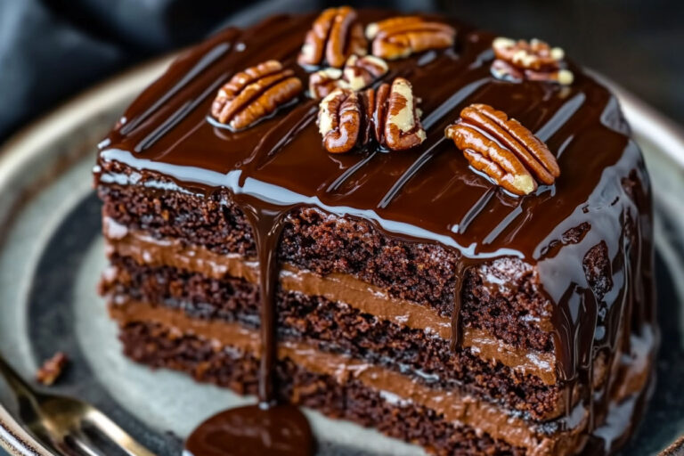 🌟 Luxurious Chocolate Caramel Pecan Cake 🌟