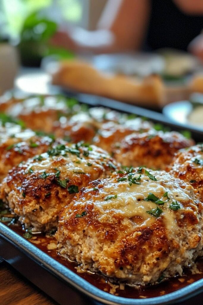 🍗🧀 Garlic Parmesan Chicken Meatloaves 🍗🧀