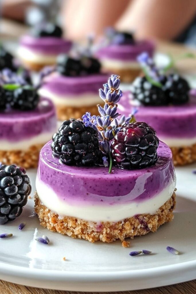 No-Bake Mini Blackberry Lavender Cheesecakes 💜🍰