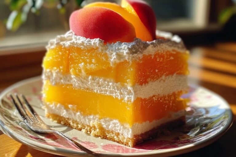 🍑 No-Bake Peach Split Cake 🍑