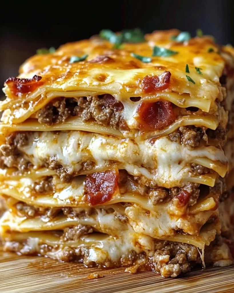 Parmesan Garlic Turkey Bacon Cheeseburger Lasagna