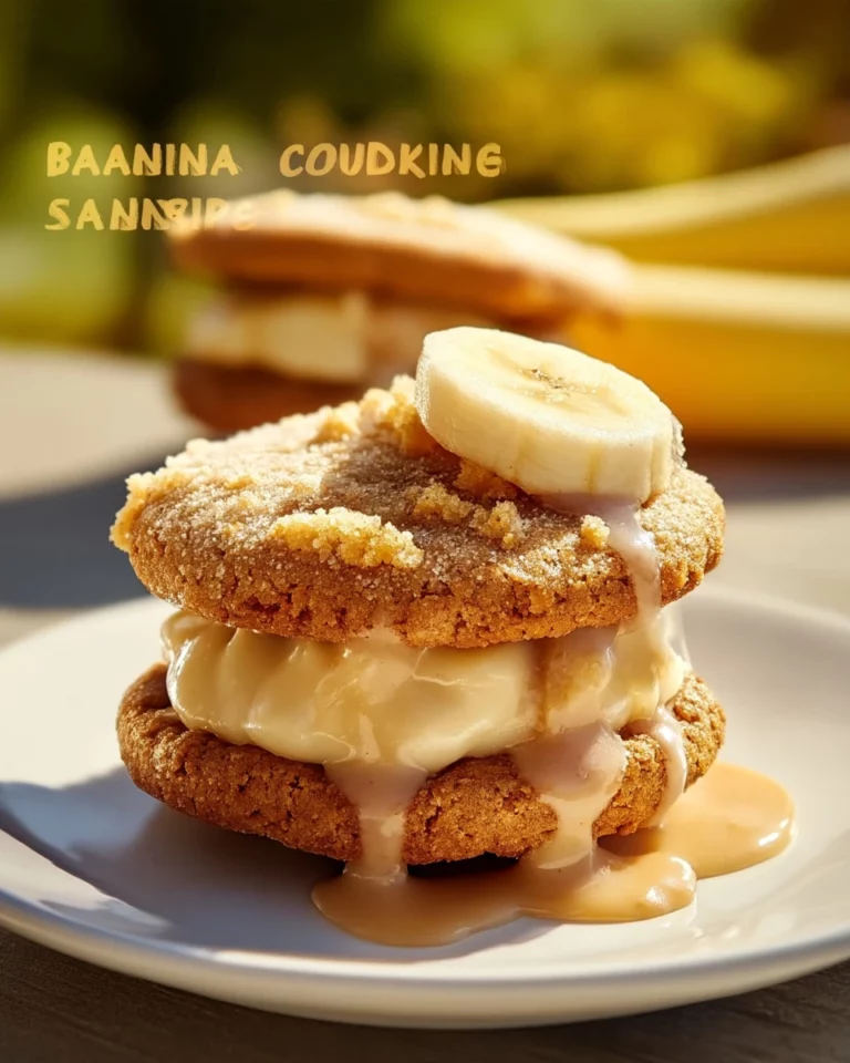 Delicious banana pudding cookie sandwiches with creamy filling.