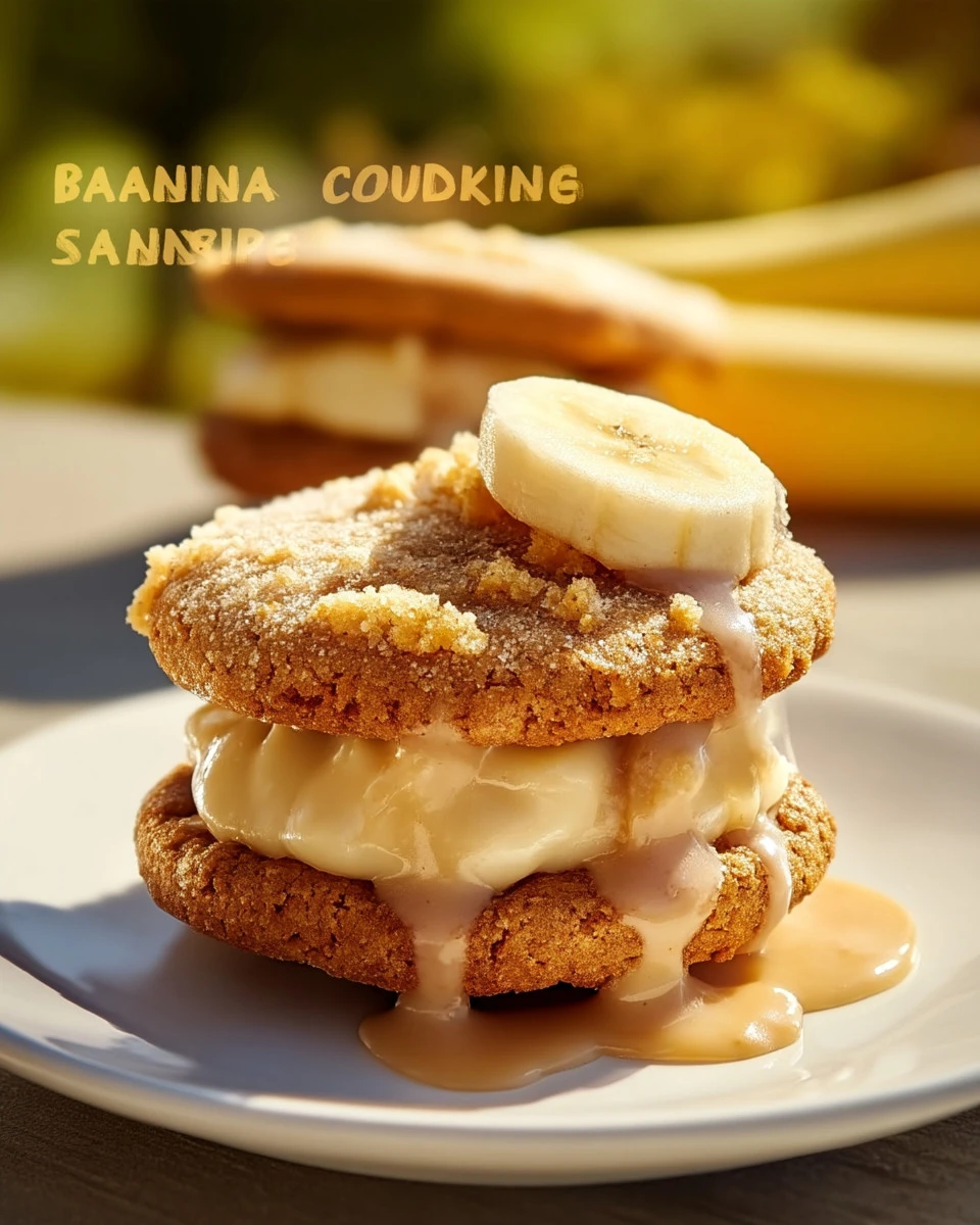 Delicious banana pudding cookie sandwiches with creamy filling.