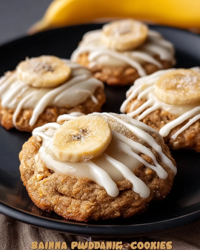 Delicious banana pudding cookies served on a plate, perfect for dessert.