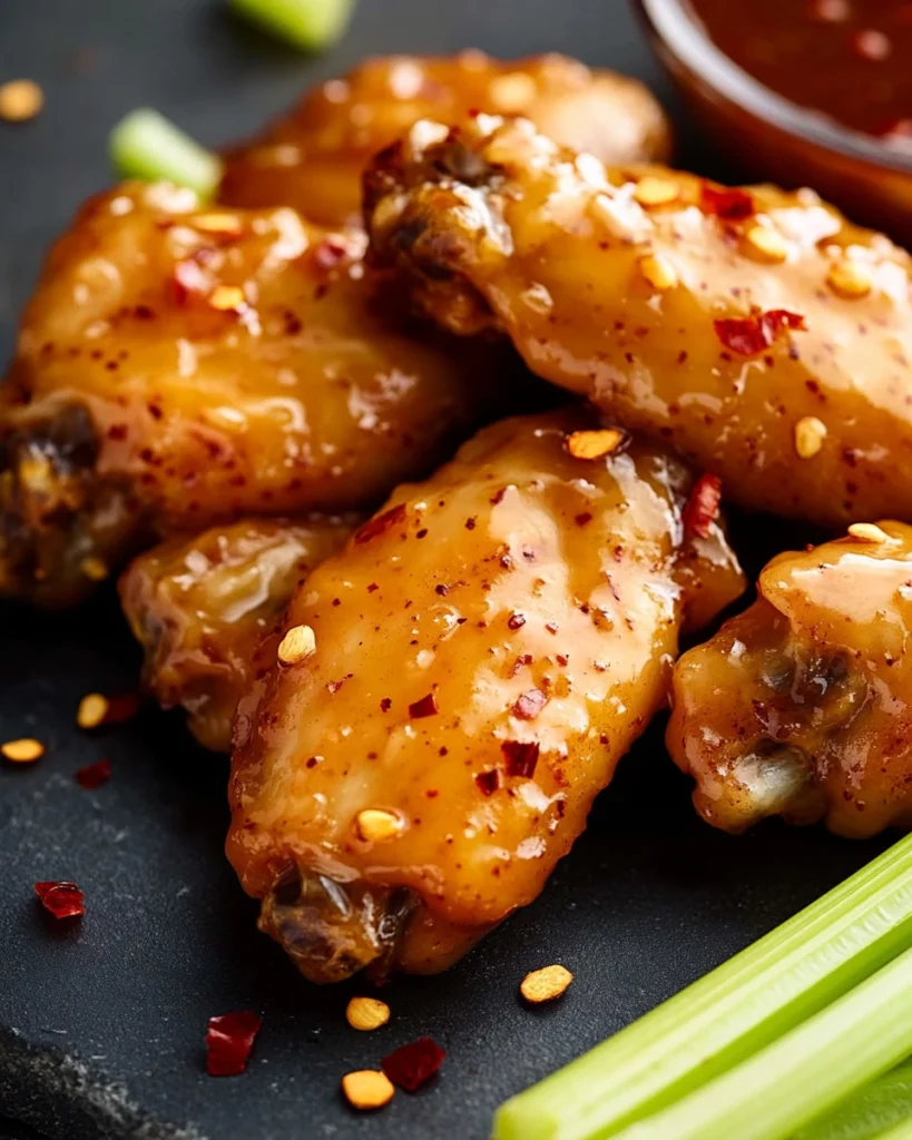 Delicious Bang Bang Chicken Wings served on a platter with dipping sauce
