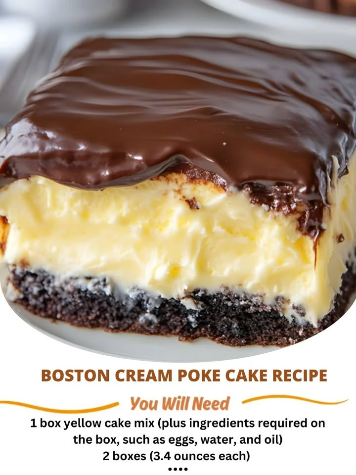 Boston Cream Poke Cake