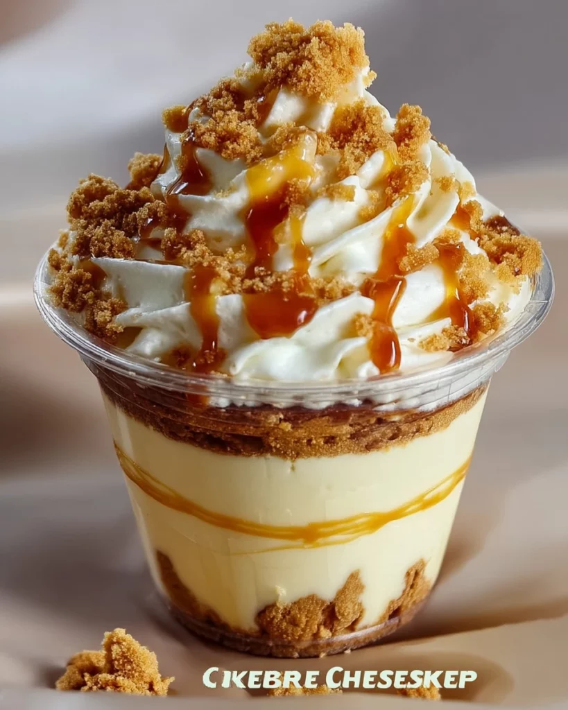 Delicious Cookie Butter Cheesecake Cups topped with cookie crumbs