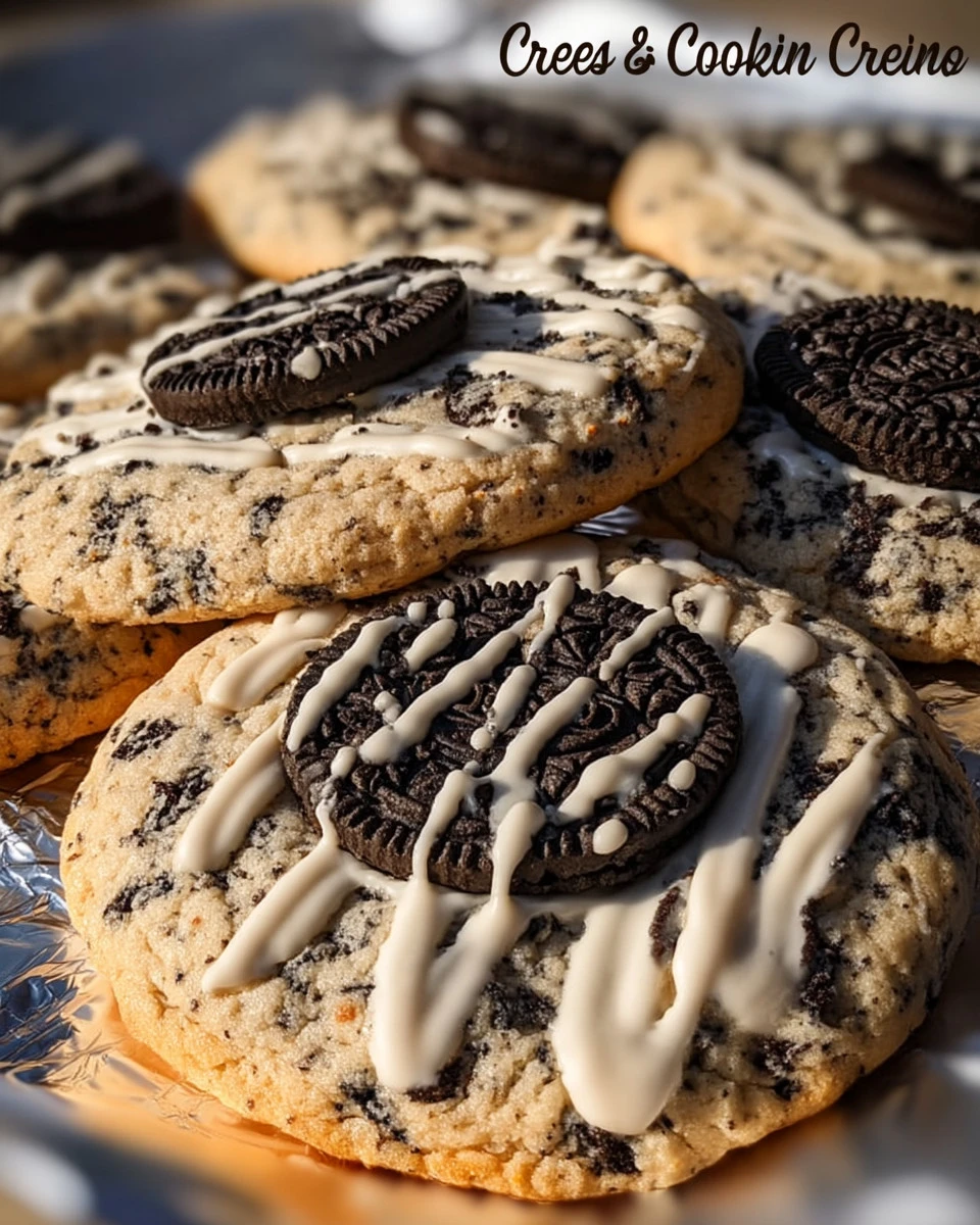 Freshly baked Cookies & Cream Cookies on a plate