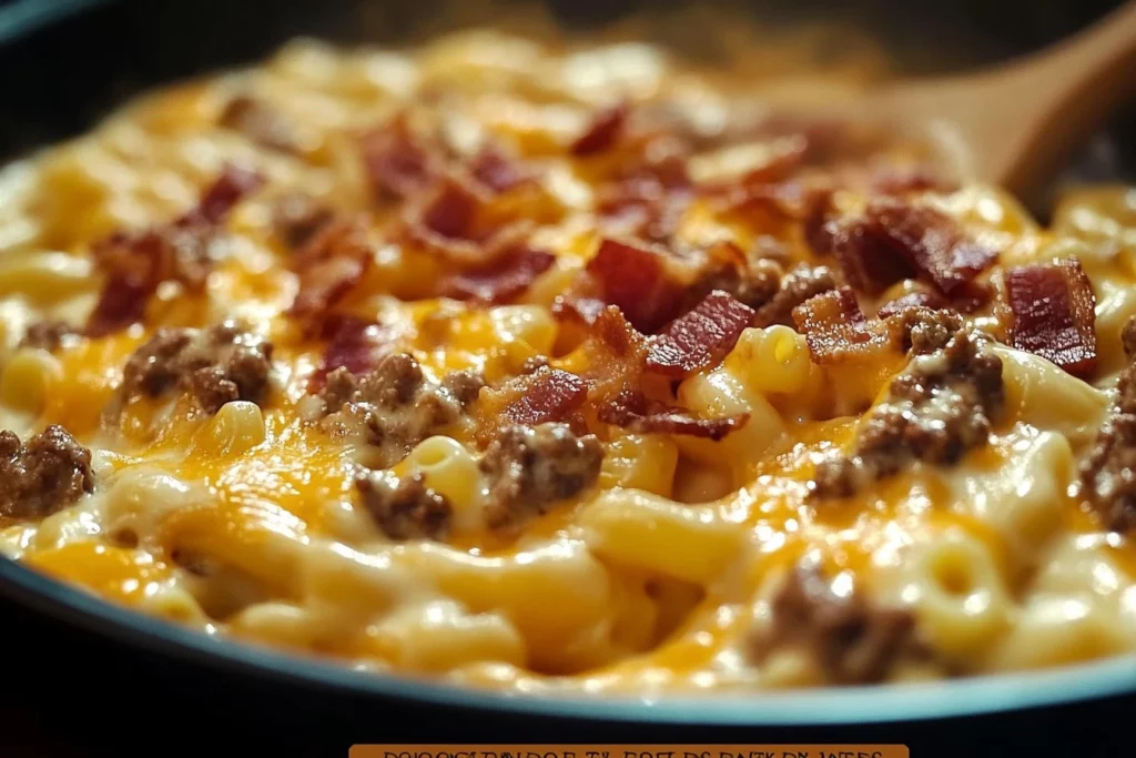 Creamy Loaded Bacon Cheeseburger Alfredo Pasta