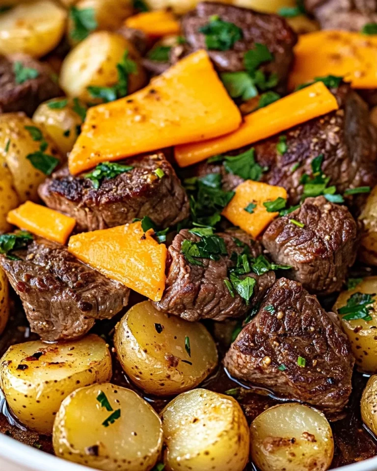 Crockpot Loaded Steak and Potato Bake