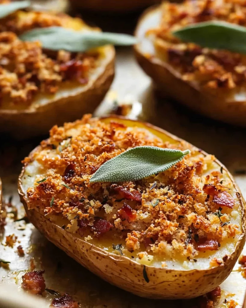 Festive holiday stuffed sweet potatoes topped with colorful ingredients