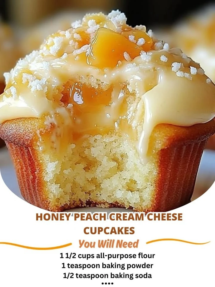 Honey Peach Cream Cheese Cupcakes