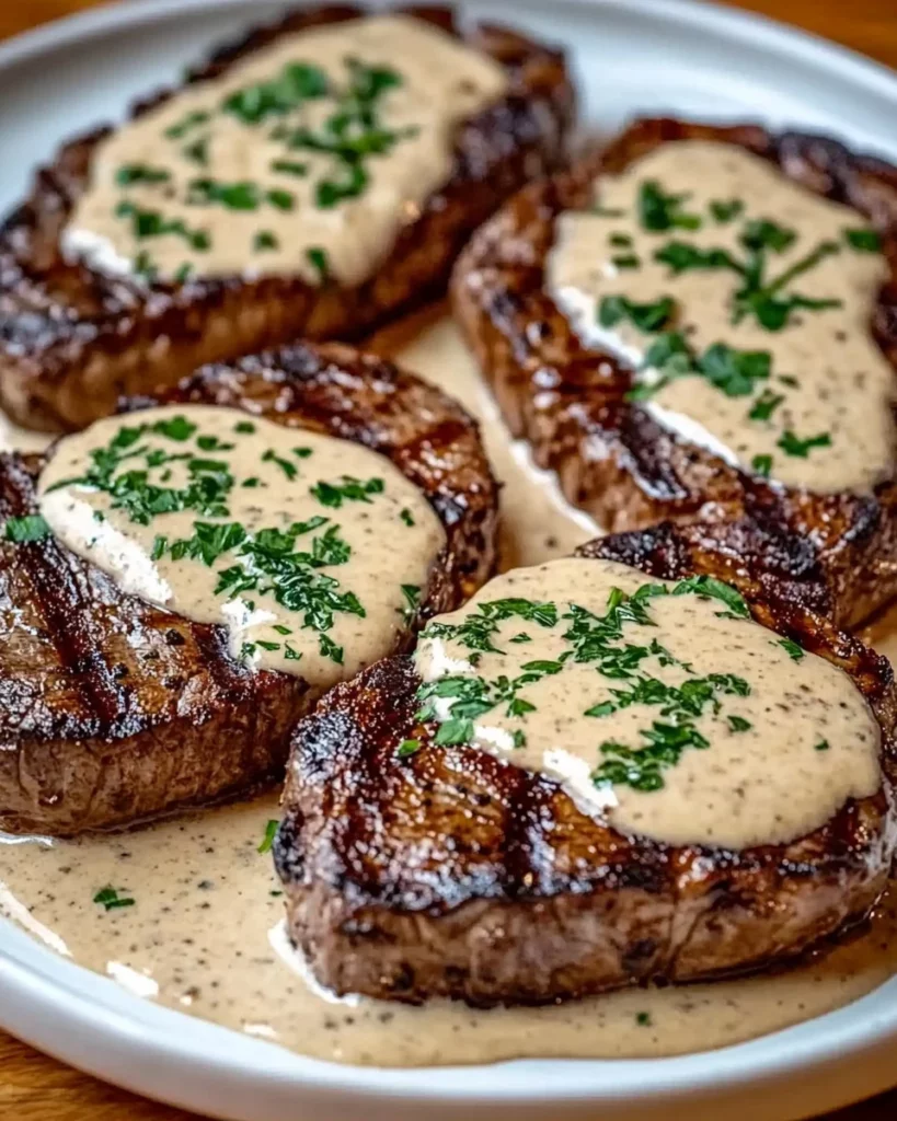 Juicy Steak with Creamy Garlic Sauce