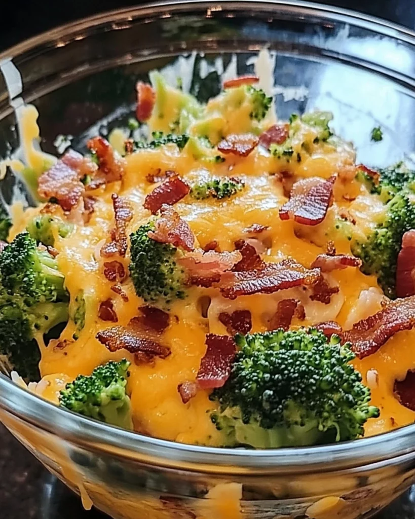 Microwave Broccoli with Bacon and Cheese