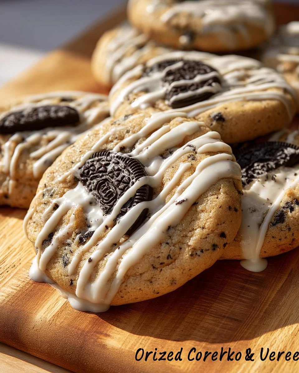 Oreo cookies drizzled with vanilla for a tasty dessert