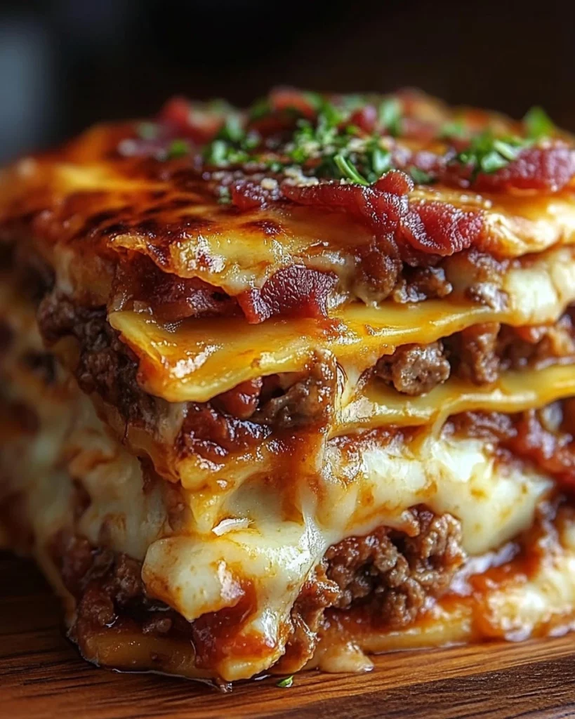 Parmesan Garlic Bacon Cheeseburger Lasagna