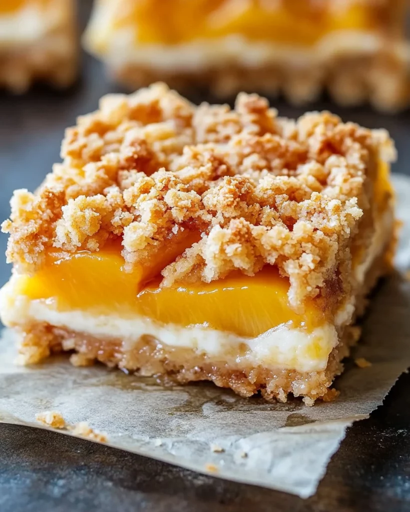 Peach Cobbler Cheesecake Bars