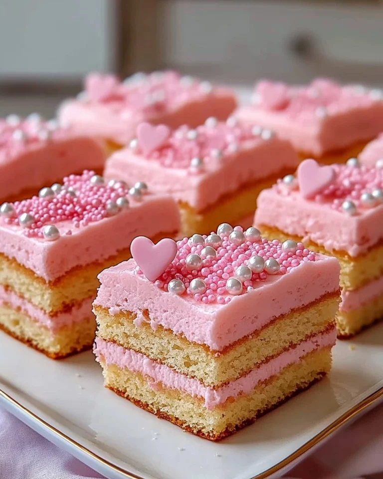 Pink Vanilla Cake Squares