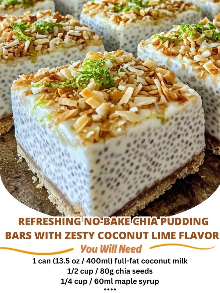 Refreshing No-Bake Chia Pudding Bars with Zesty Coconut Lime Flavor