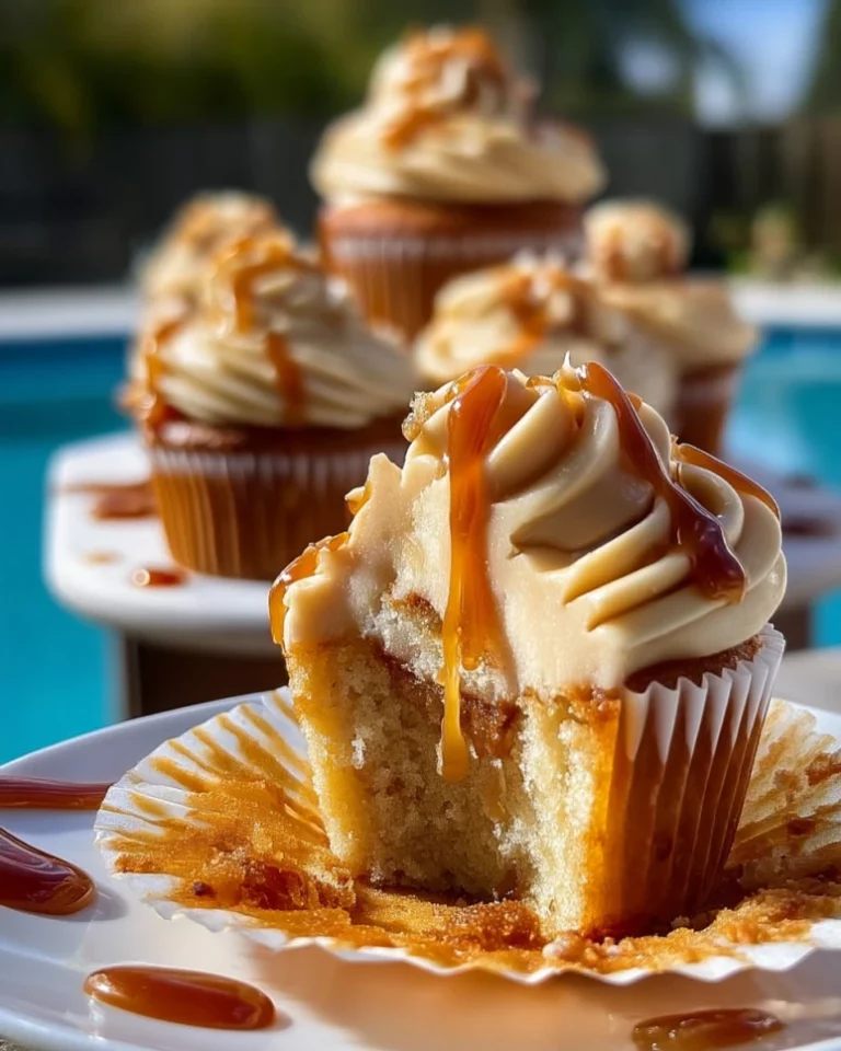 Delicious salted caramel cupcakes with creamy frosting and a sprinkle of salt