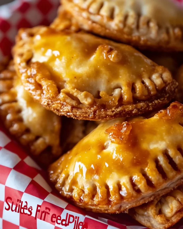 Stuffed cheesecake fried apple pies with apple filling and cheesecake topping