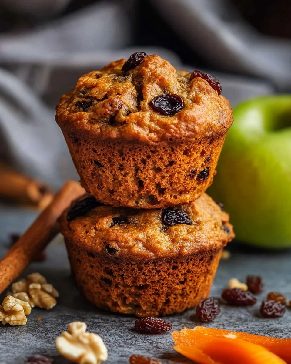 Freshly baked wholesome cinnamon breakfast muffins on a wooden table.