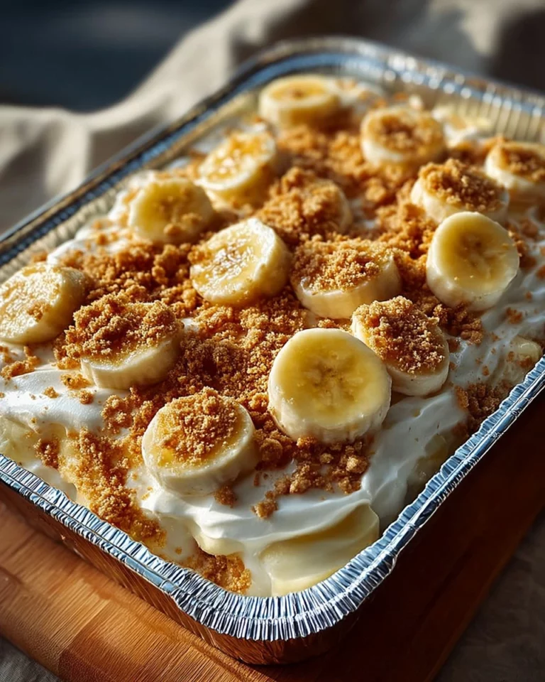 Banana Pudding Delight Pan with layers of creamy banana pudding and vanilla wafers