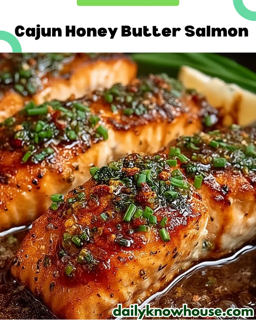Cajun Honey Butter Salmon served on a plate with herbs and spices.