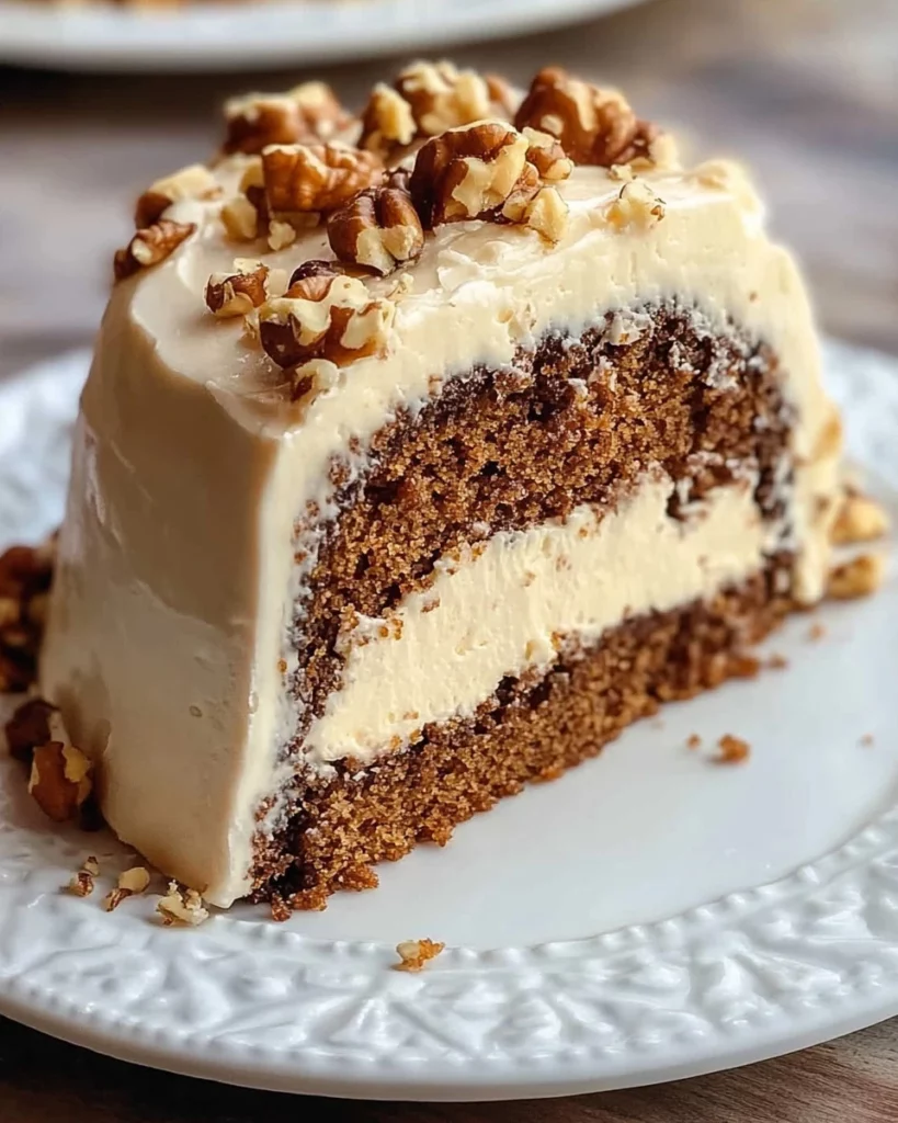 Cheesecake stuffed carrot bundt cake with cream cheese filling and carrot topping