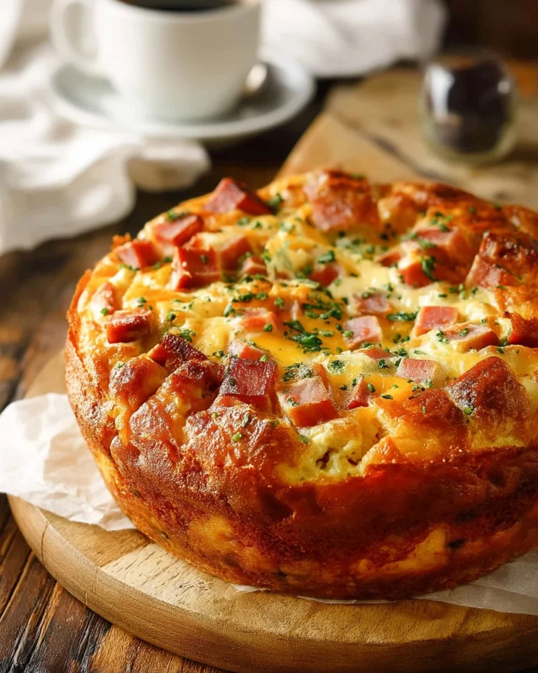 Delicious Cheesy Bacon Breakfast Strata Cake for a perfect morning meal