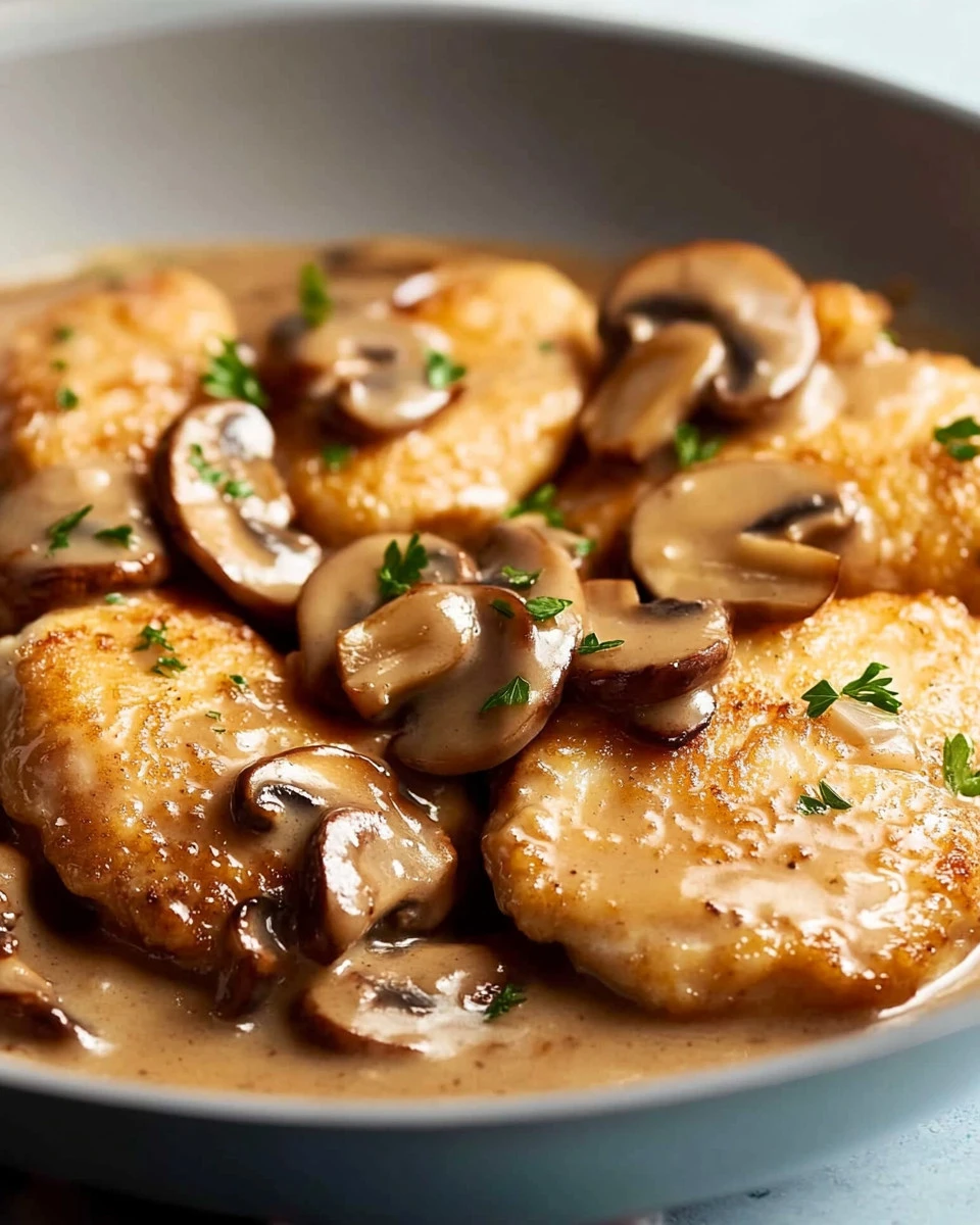 Delicious Chicken Marsala with mushrooms and wine sauce on a plate