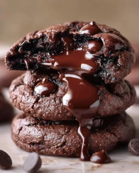 Delicious chocolate lava brownie cookies with molten center