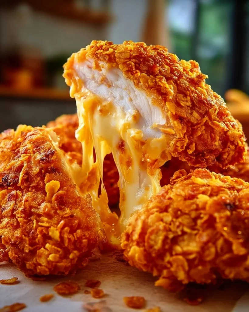 Cream cheese and bacon stuffed chicken with Doritos