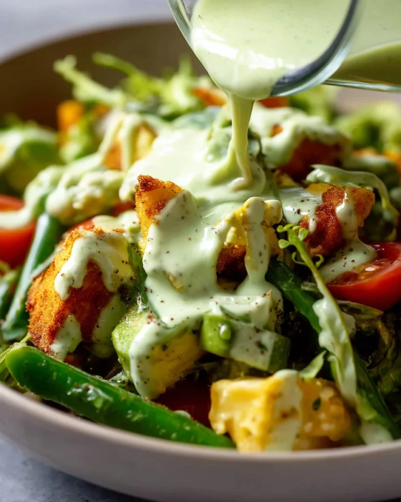 Creamy avocado dressing recipe with fresh ingredients