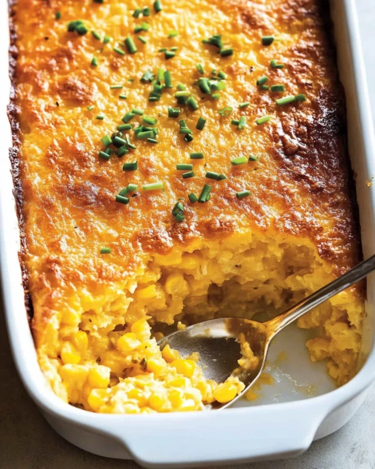 Delicious creamy corn casserole served in a bowl, perfect for family meals.