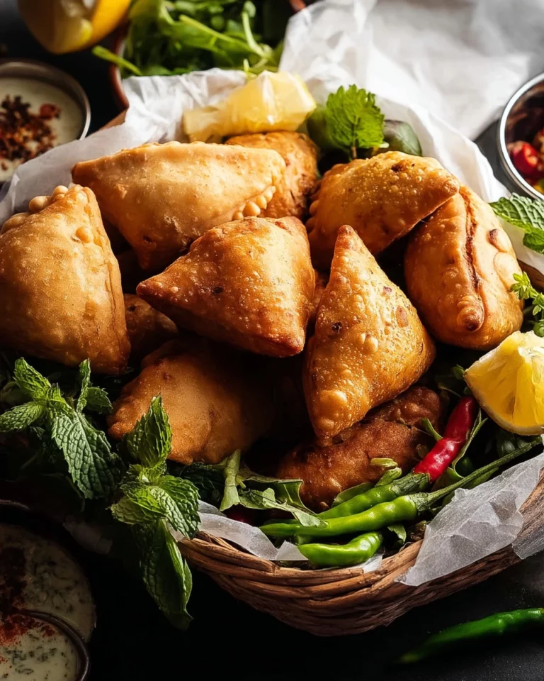 Delicious crispy samosas served on a plate