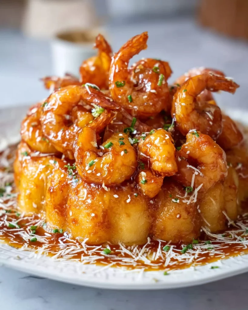 Plate of crispy honey prawns, showcasing golden fried prawns with honey glaze.