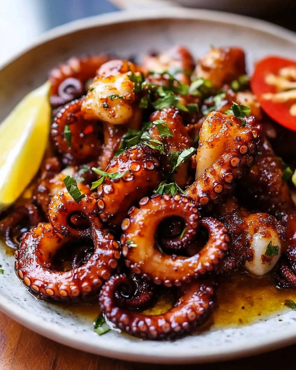 Crispy marinated baby octopus served with fresh herbs and spices