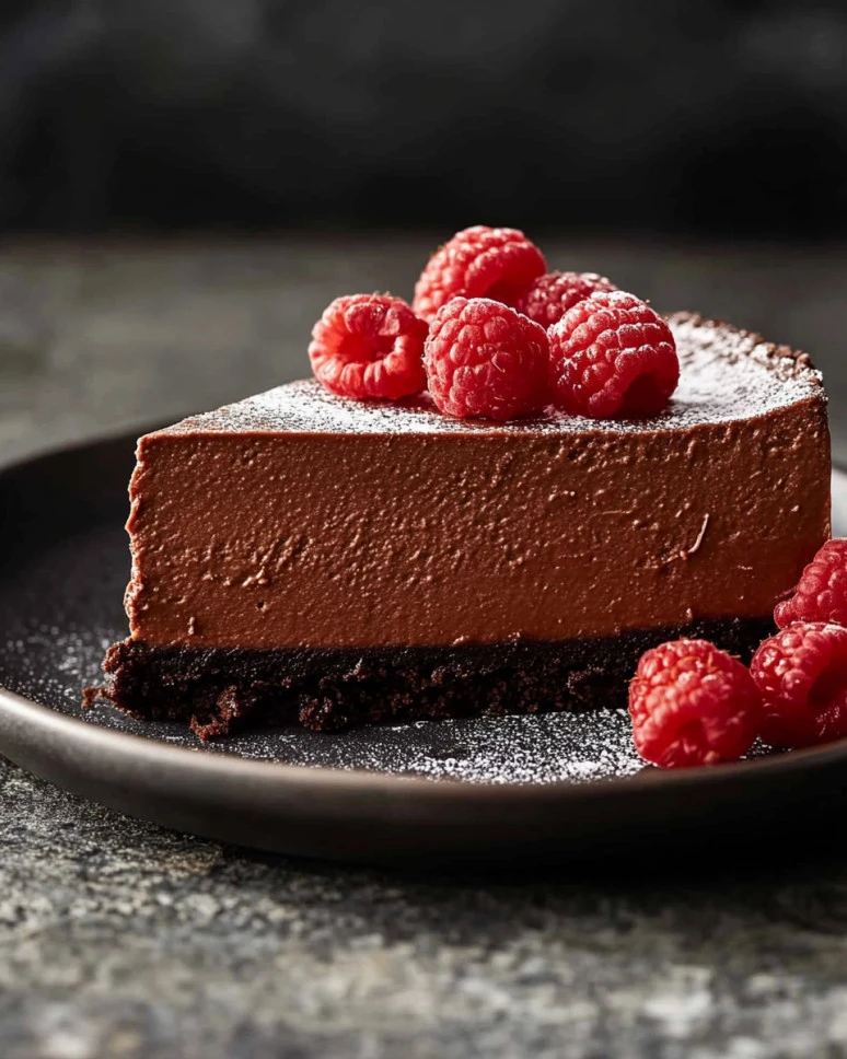 Decadent chocolate custard cake topped with creamy chocolate ganache.