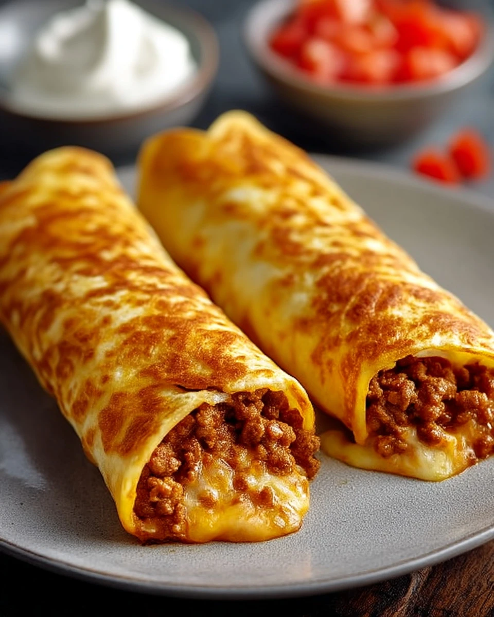 Delicious beef and cheese chimichangas served with salsa on a plate.