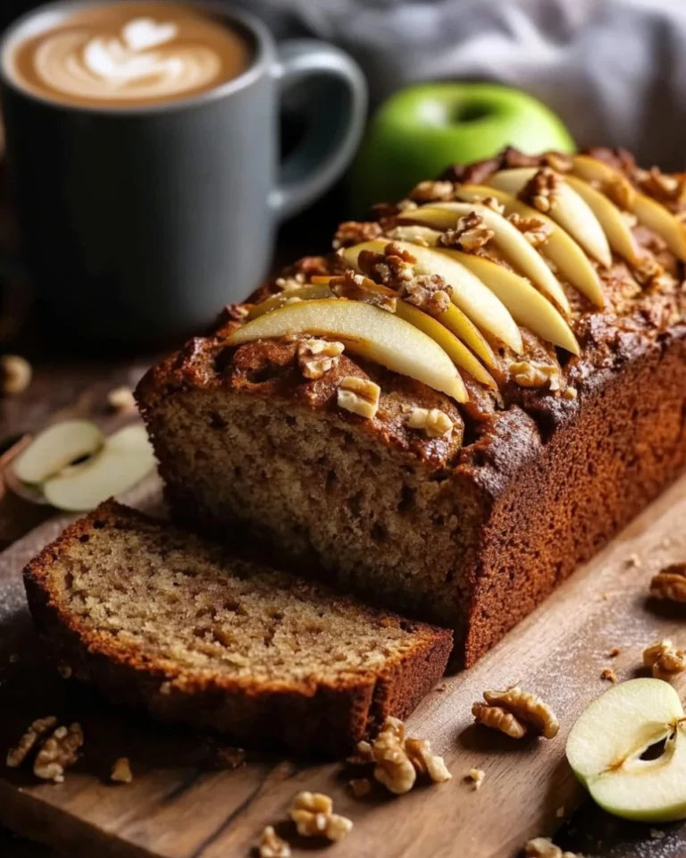 Freshly baked cinnamon apple bread with sweet cinnamon glaze
