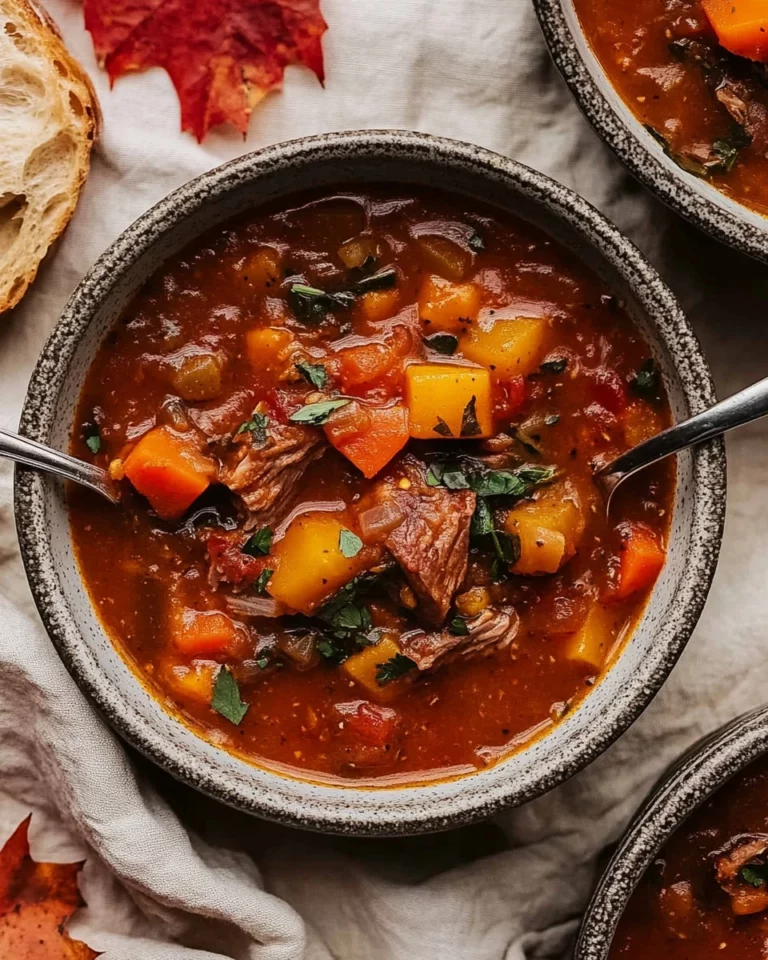 Bowl of delicious homemade Hungarian Goulash with herbs and spices