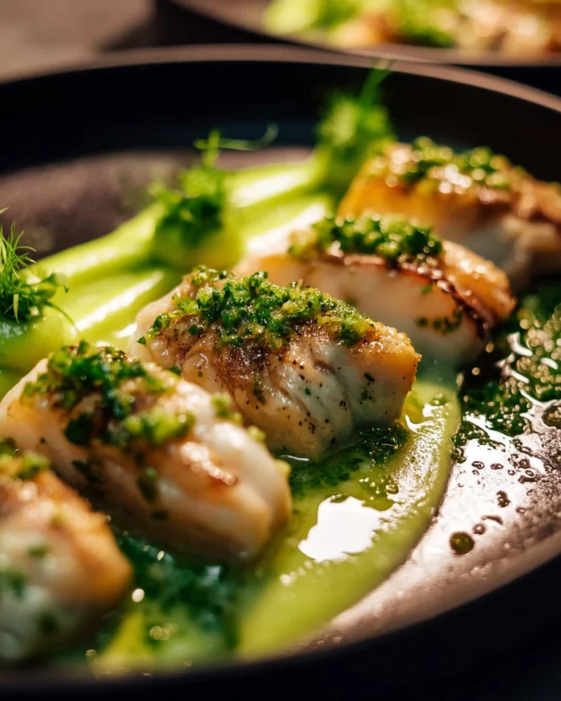 Delicious monkfish dish representing Poor Man's Lobster with herb browned butter