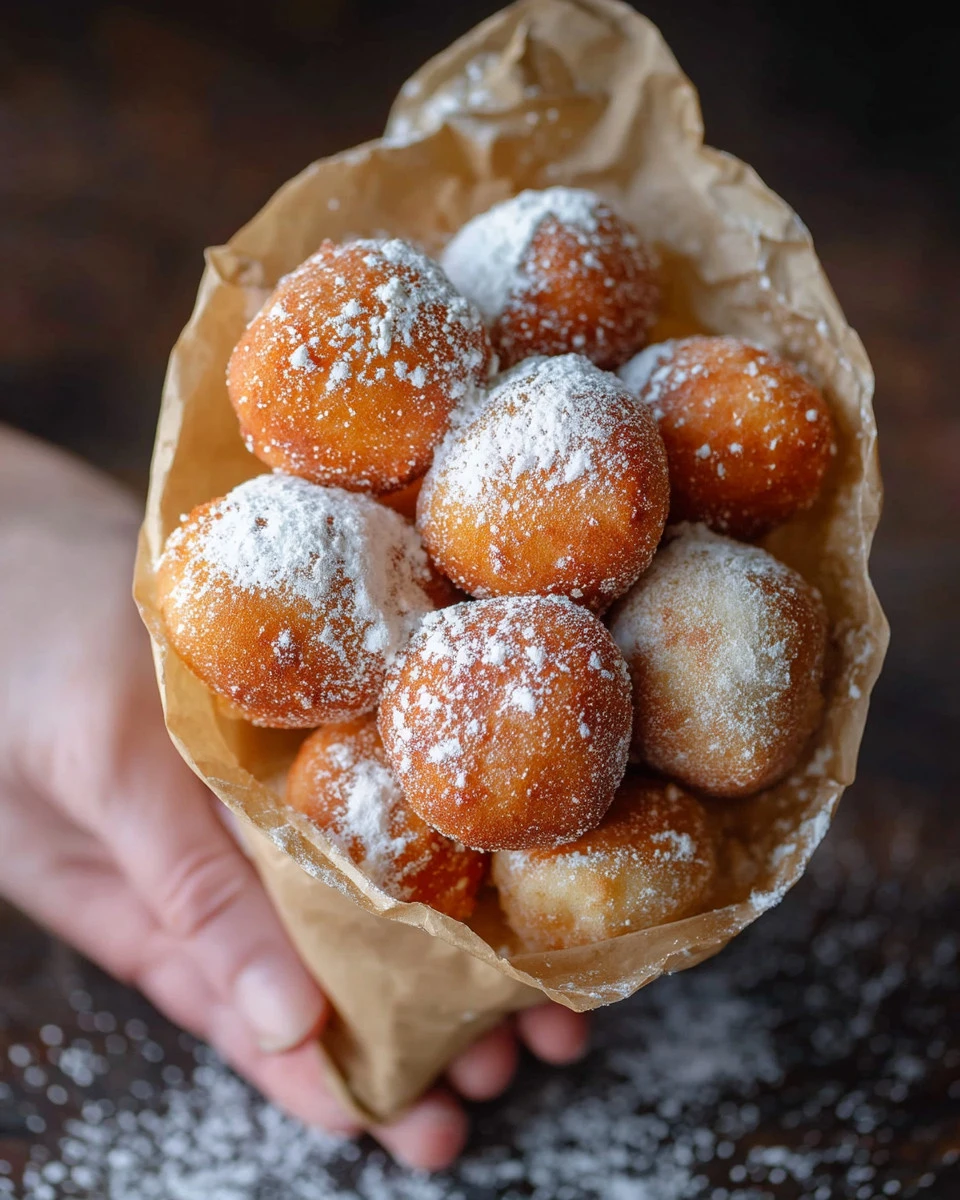 Delicious homemade zeppole dusted with powdered sugar, an Italian sweet treat.