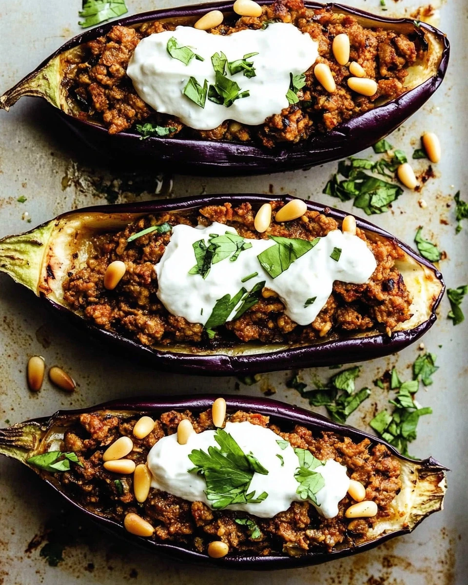 Easy Moroccan stuffed eggplant with beef or lamb filling